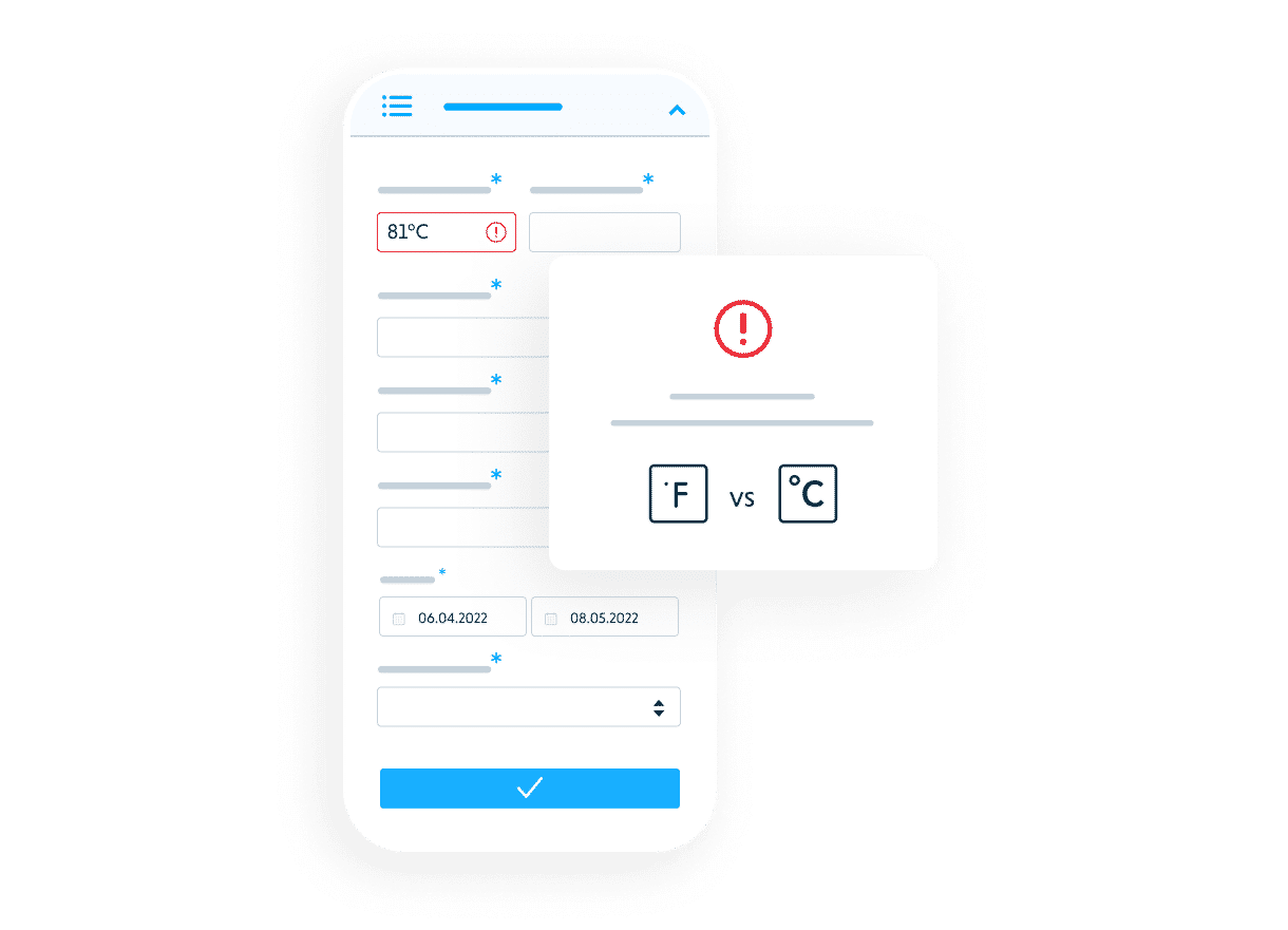 Praxedo FSM solution - Mobile app - Auto-verify the data entered.