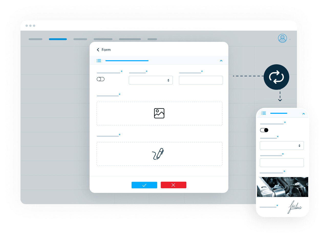 Praxedo FSM Software - Web application - Online forms with advanced functionality.