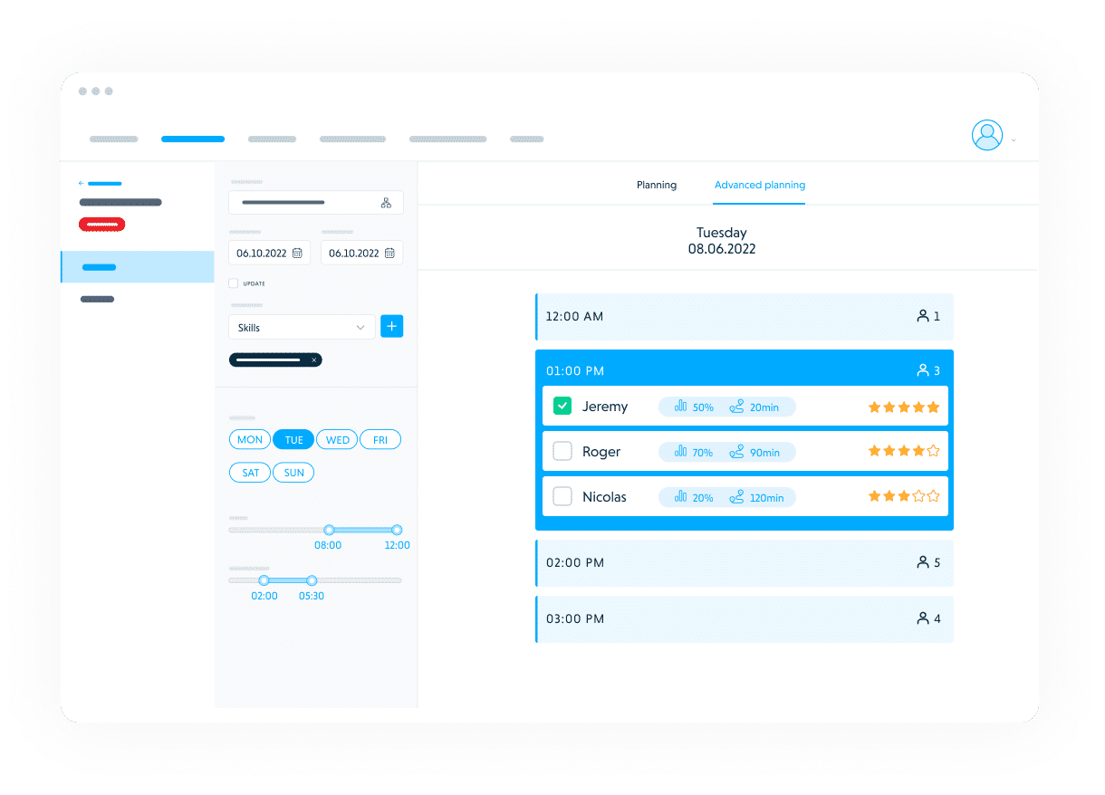 Praxedo FSM solution - Web application - Advanced scheduling.