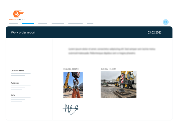 work order report- cranes